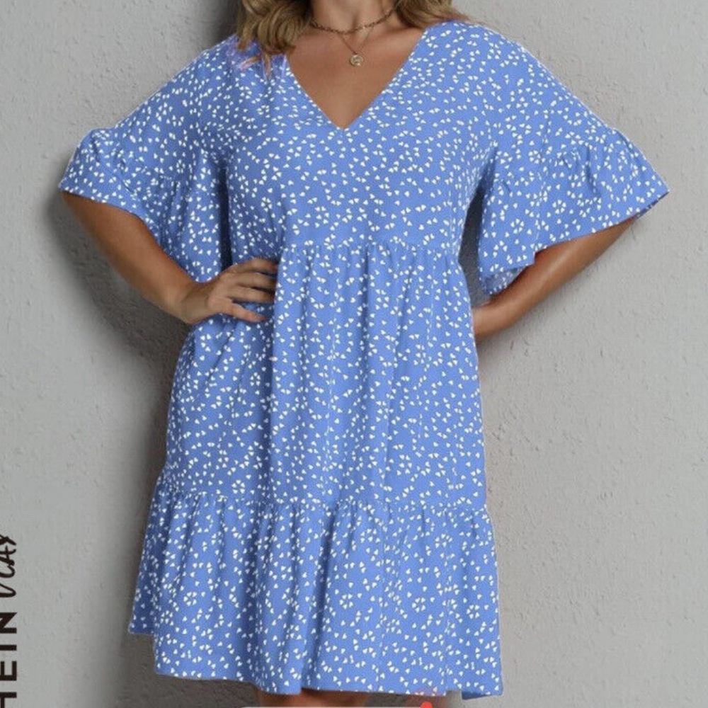 Shein Curve blue and white heart dress 2X plus size